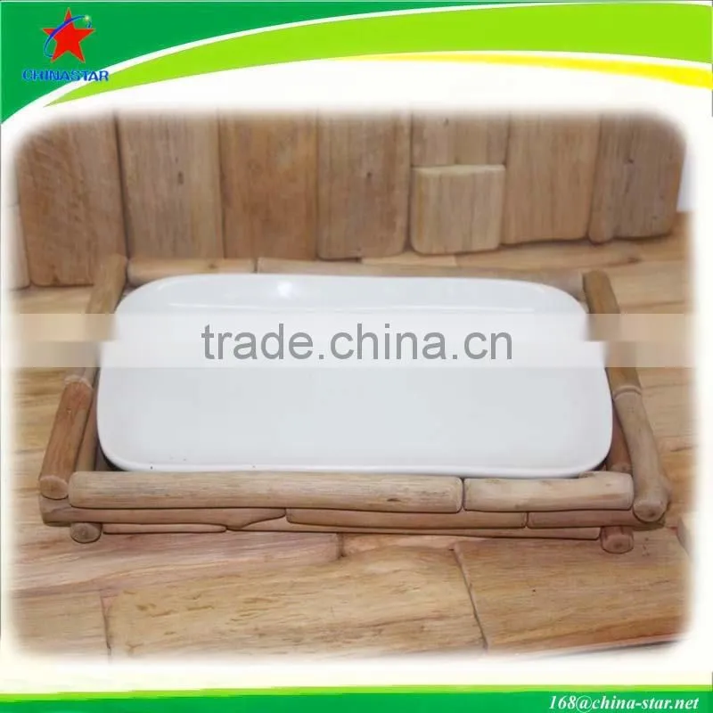 tableware plate with wood rack
