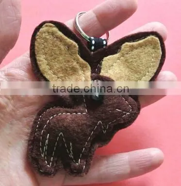 New hot sale fashion wholesale alibaba mini lovely animal craft brown polyester mouse shape felt keychian key ring made in China