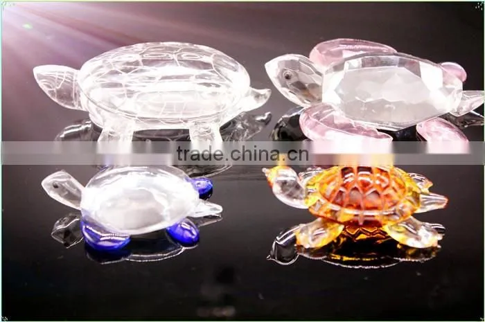 Wholesale crystal yellow turtle animal model gift as business gift/ home appliances gift