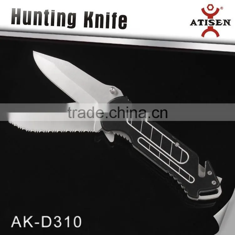 Unique Design Folding Hunting Knife 2 Blade With Aluminium Oxide Handle Outdoor EDC Tools