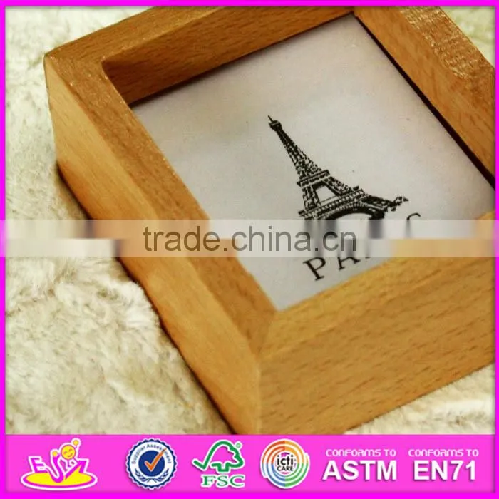 2016 hot sale baby wooden mini photo frame, most popular kids wooden mini photo frame W09A054