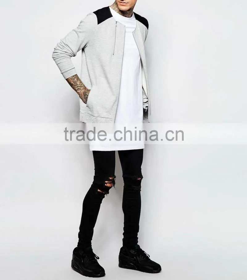 OEM custom wholesale double zips streetwear man bomber jacket in jersey made in China