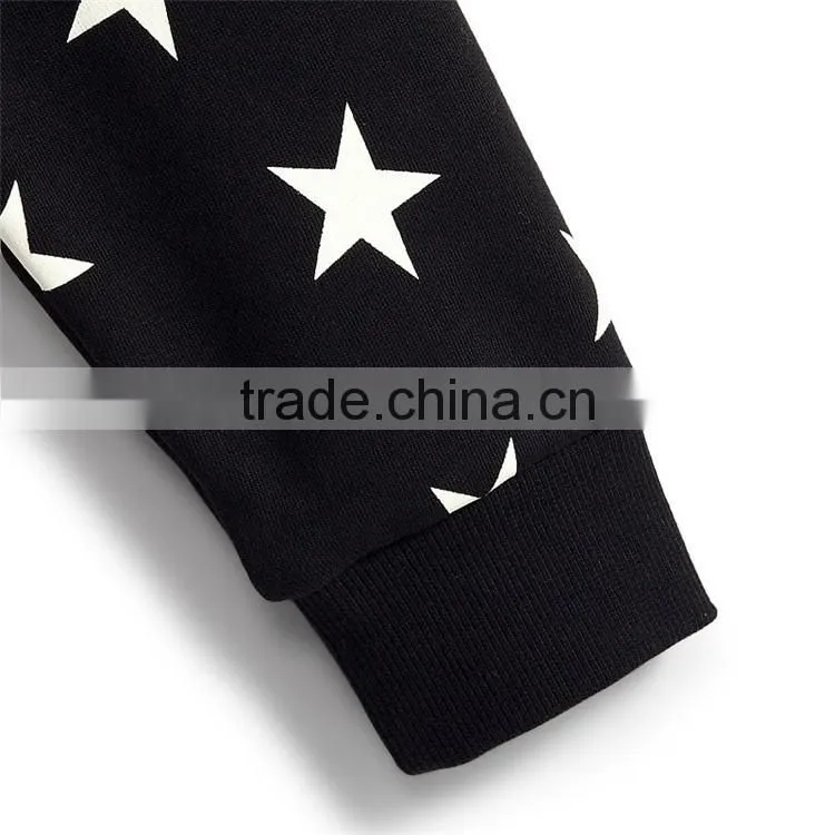 Bulk stylish hoody sweatshirt star print sleeve cheap black hoodies
