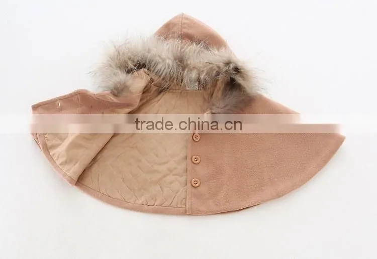 latest western winter children girls faux fur hooded cape poncho