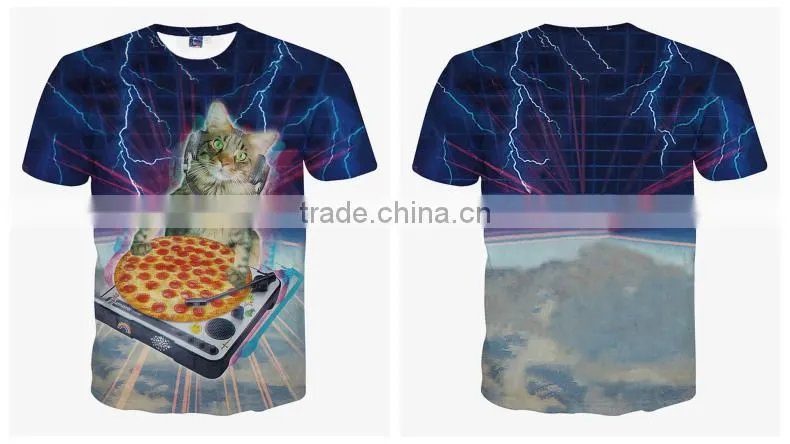 Ebay hot sale 3D Animal printed T Shirts for men Flash-cat Printed 3D T-Shirts short sleeve