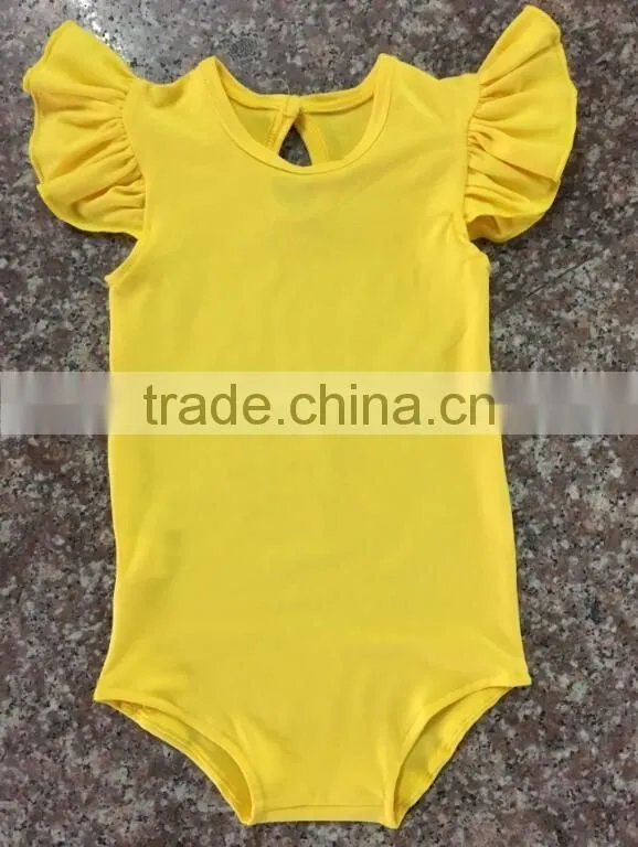 Toddler Girls Soild Color Cotton Romper Flutter Sleeve Romper Baby Bulk Boutique Baby Girl Rompers Wholesale 2016