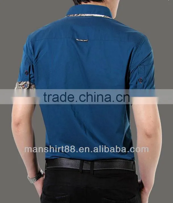 Stylish short sleeves pleated shoulder casual shirt