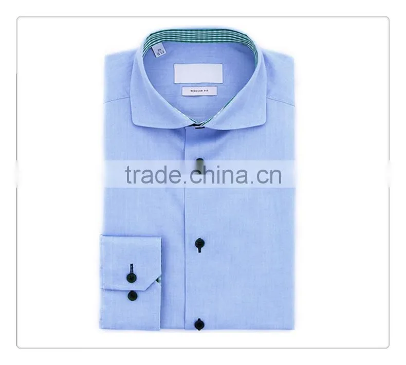 20 years shirt factory customise light blue spread collar long sleeve slimming shirt