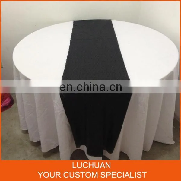 Fancy Banquet Decoration Blue Smooth Brocade Table Runner