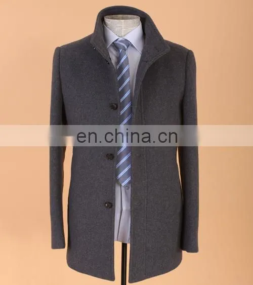 Wholesale Men's Slim Fit Long Single Breasted Coat Panel Wool Cashmere Jacket