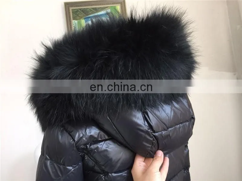 2015 Top Fashion Luxurious Feather Removable Parka For Girls Real Raccoon Fur Trim Hooded Down Coat