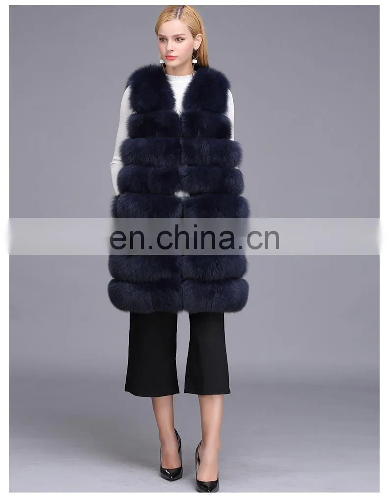 Ladies Wholesale Women Real Fox Fur Sleeveless Long Vest