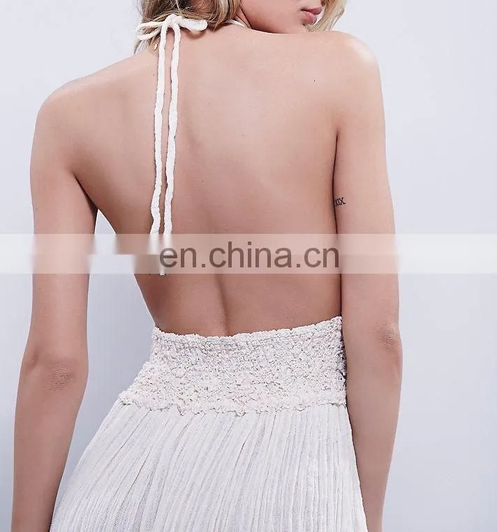 High qaulity lace trim cotton gauze maxi dress ,fashion woman cotton party dress