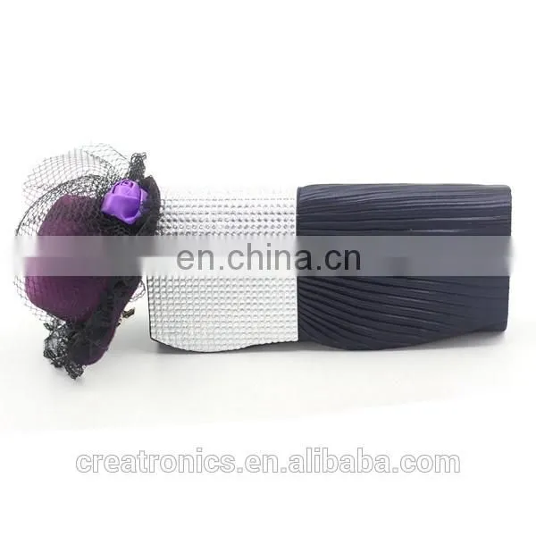 Popular Elegant Women With Clear Crystal High Quality Clutch Black Chain bag Wedding Bridal Satin Evening Bag