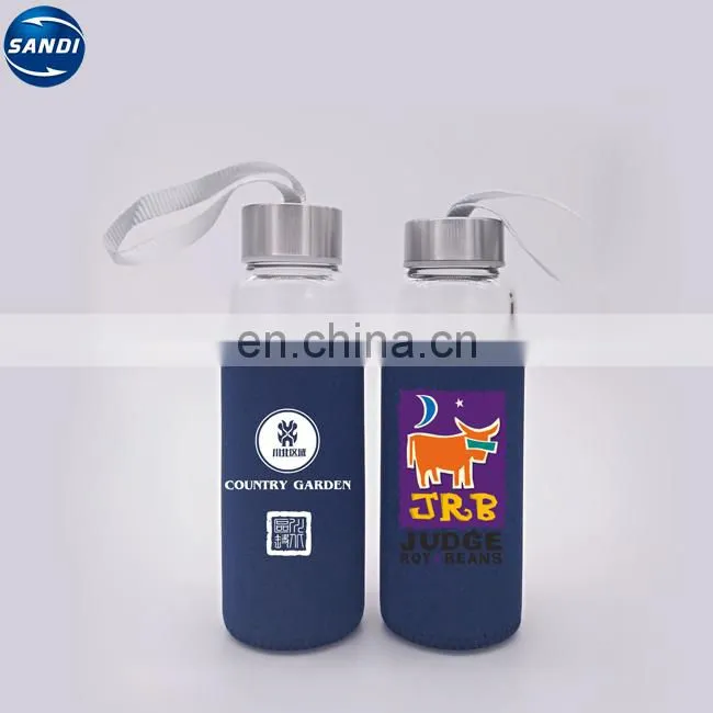 Promotional custom LOGO printed sports glass water bottle