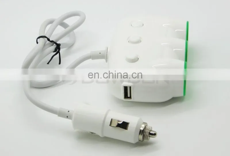 3 Way Auto Dual USB Port Car Cigarette Lighter Socket Adapter Charger for iPhone Samsung Phone