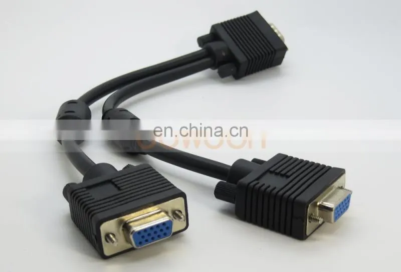 1 VGA Male to 2 VGA Female VGA Monitor Y Splitter Cable