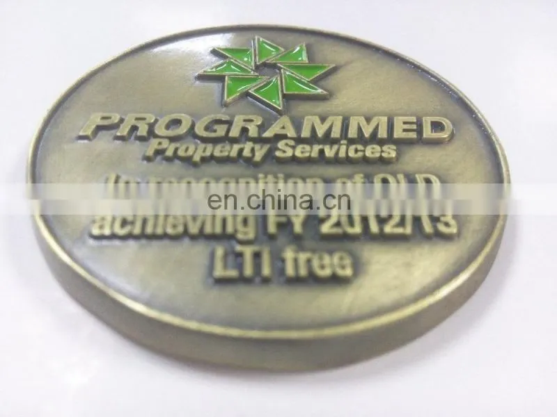 Commemorative zinc alloy casting coin antique brass custom design and logo coin with windmill pattern