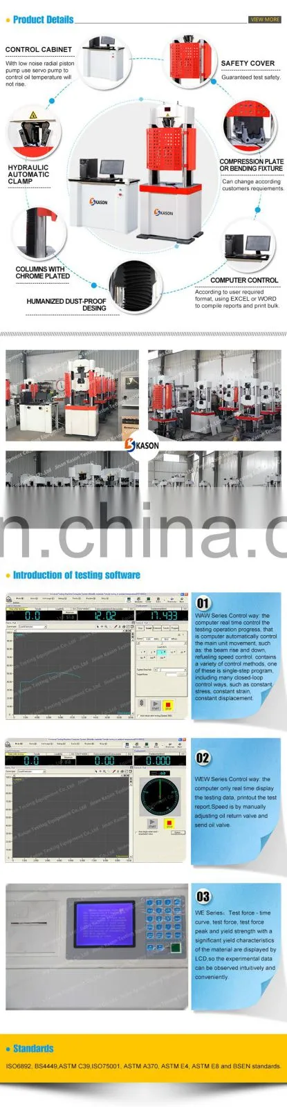 WAW-D Computer Control Hydraulic Servo Universal Testing Machine from China