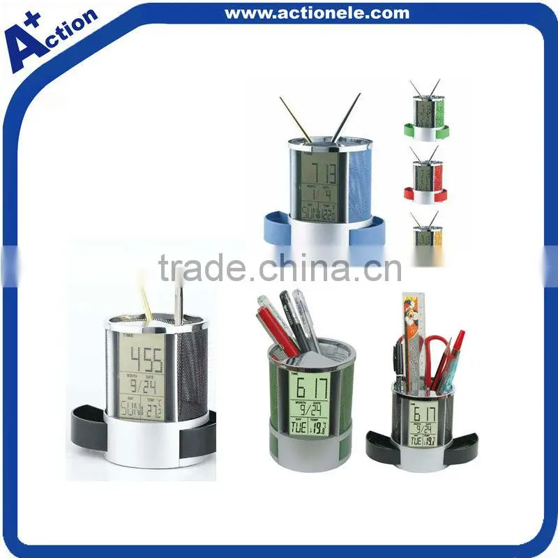 Penholder alarm digital table clcok with LED backlight
