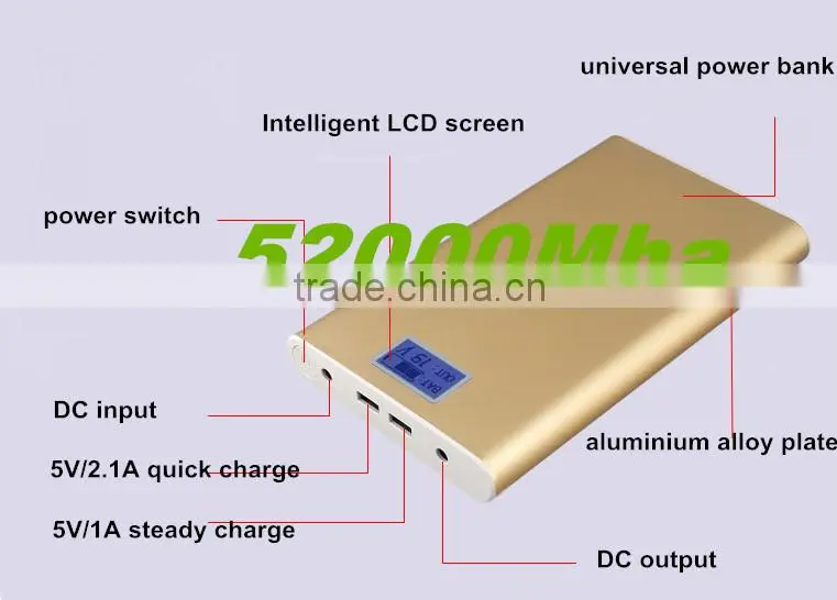 2016 new 50000Mha powerful aluminium alloy plate portable multifunctional for camera Ipad car laptop mobile power bank
