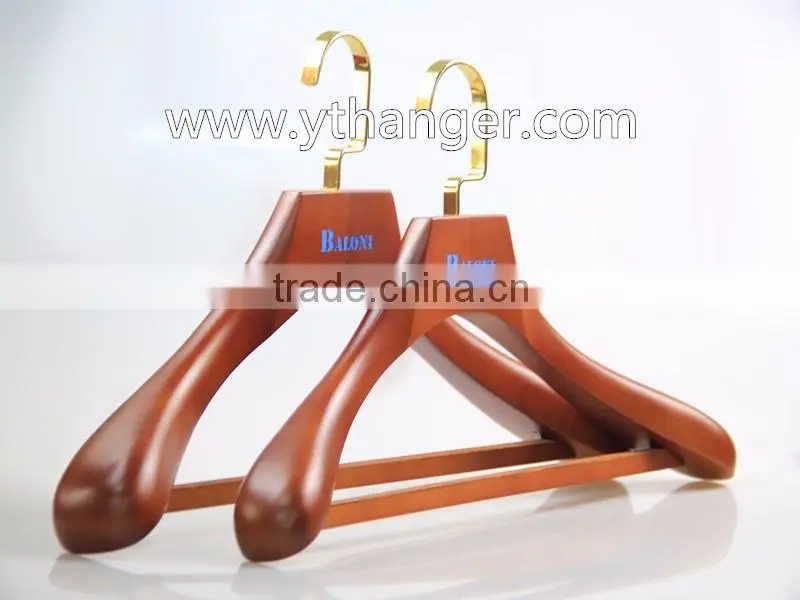 high quality luxury brown wooden pants hanger with trousers clip for men clothes