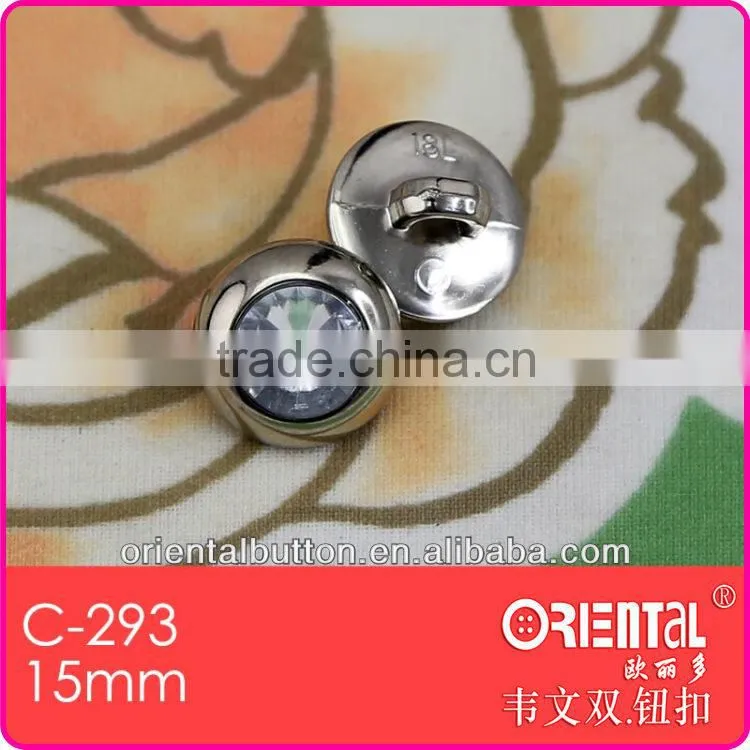 15mm dyeable acrylic stone combination button with plated rim button