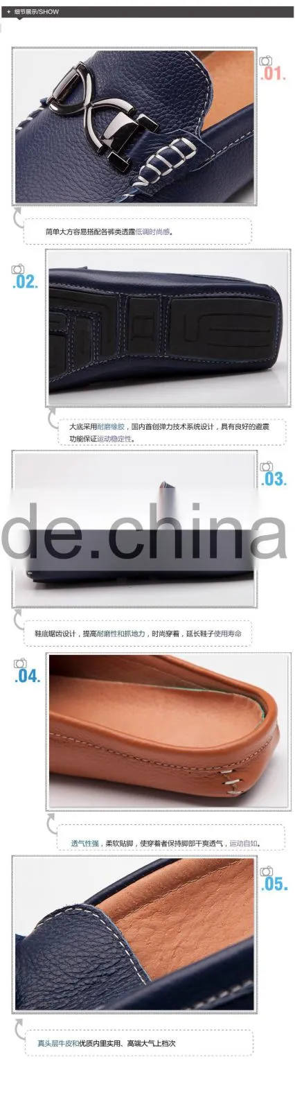 Open collar handmade genuine casual shoes for men