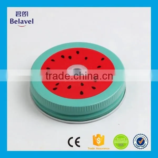 Promotional fruit pattern screw lid for canning jar custom printing metal cap