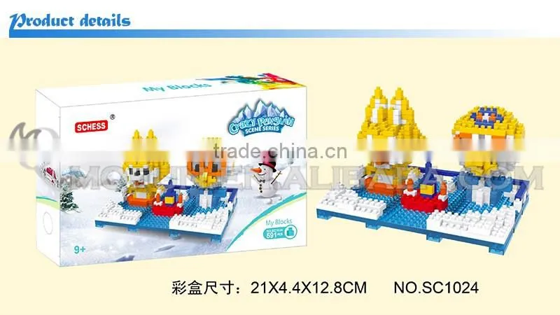Mini Qute SC Kawaii American cartoon Pororo duck penguin diamond block plastic building block boys educational toy