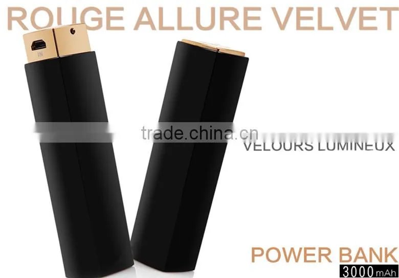 Bulk mobile phone charger lipstick Power Bank3000mAh for iPhone samsung