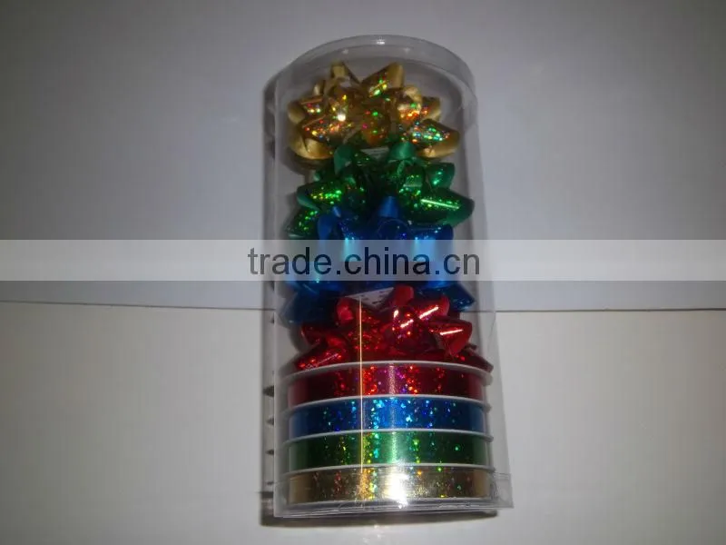 2014 metalic gold ribbon star bow and ribbon for gift packingaging or holiday decoration