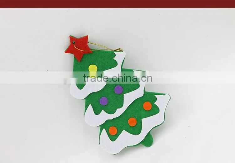 Green Color Felt Applique Non-woven Fabric Santa Claus On The Tree Xmas Decoration