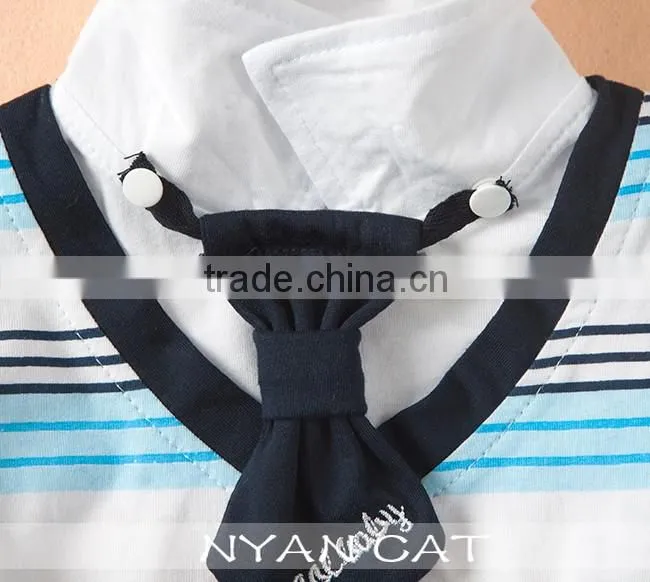 2016 British Style Newborn Baby Clothes Cotton Jumpsuits Breathable Toddler Boy Stripe Rompers Breathable Handsome Boy Clothing