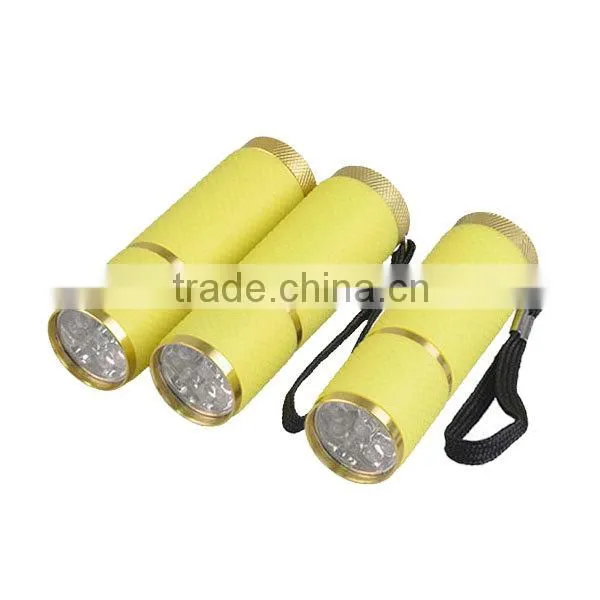 9LEDs Aluminum Glow in the Dark LED Flashlight