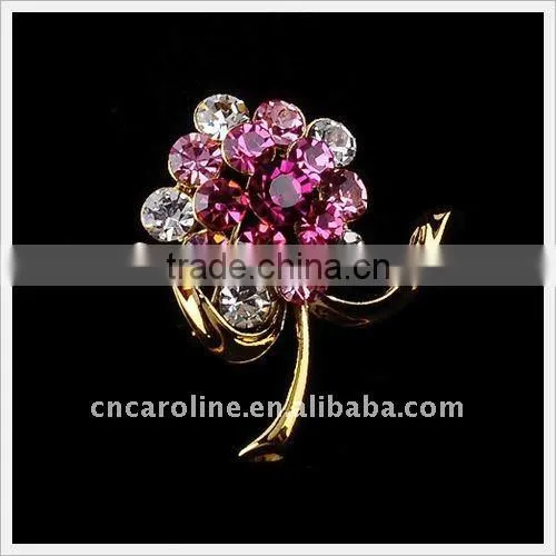 2012 New Design Vintage Rose Rhinestone Brooch