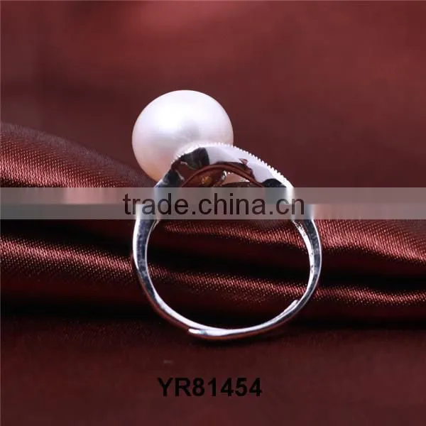 2016 Hot Sale Natural Freshwater Pearl Ring Shape Crown 925 Silver 100% Pearl Fashion Ring With High Quality
