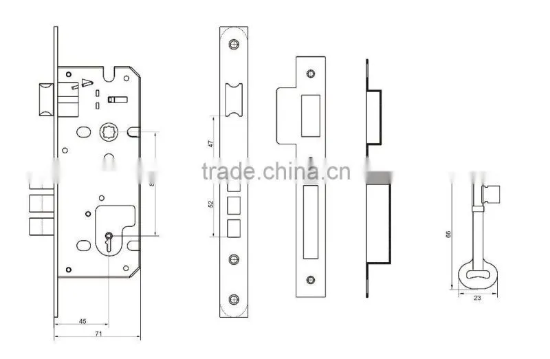 Hardware Mortise Lock with Key for Metal Door