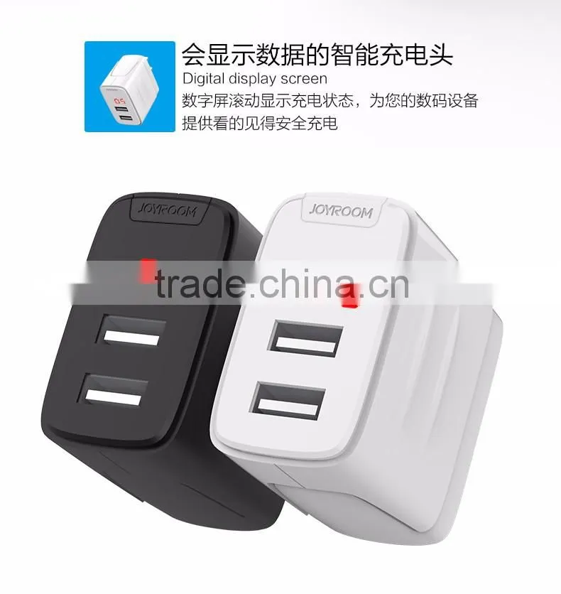 Joyroom 2.4A Digital Display Screen Double USB Ports Charger For IOS+Android Smarter Travel Charger For iPhone TB-0237