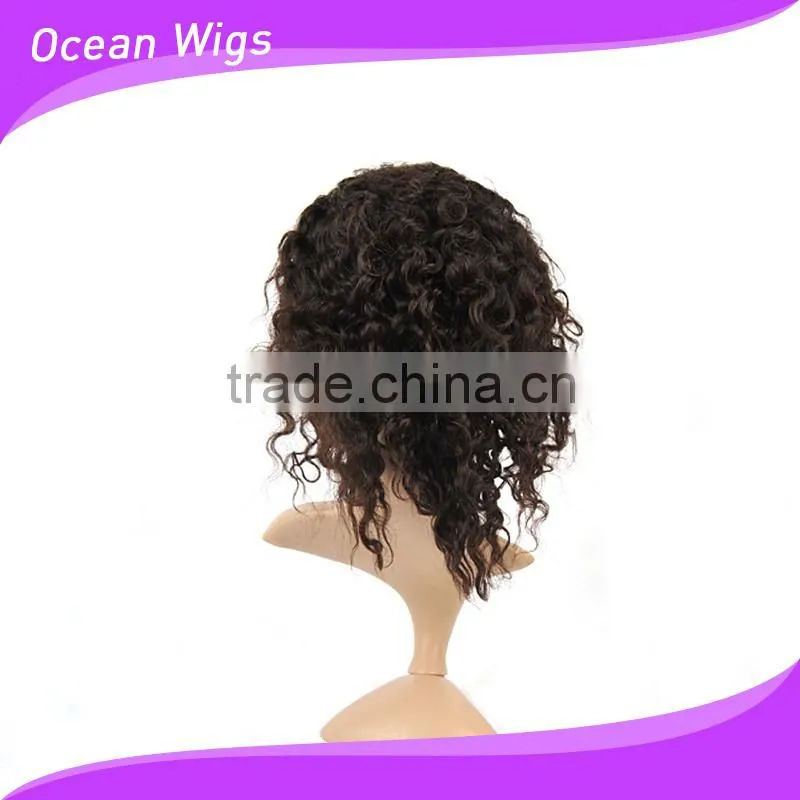 human hair front lace wig, deep wave,12", natural color
