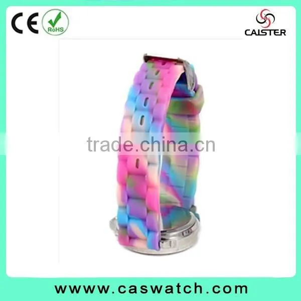 Cheap vogue lovely rubber timepieces, child's rainbow silicone watch, colorful bezel hotsale jelly watch