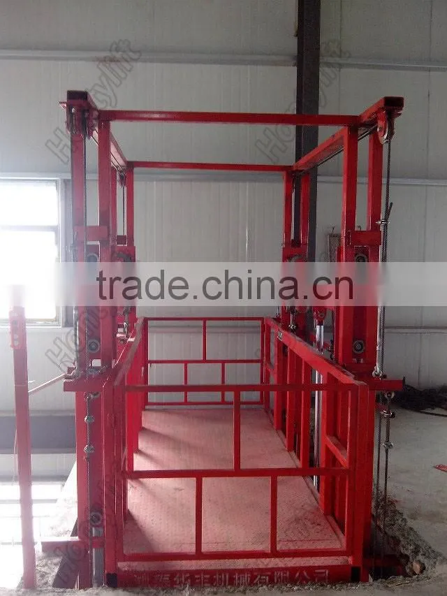 cargo elevator /guide rail lift / hydraulic warehouse cargo lift/ vertical cargo lift