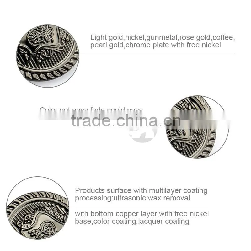 Embossed Logo Gunmetal Metal Sewing Shank Button