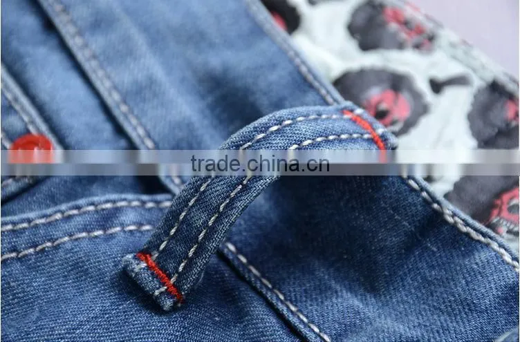 2014 Lastest Design Long Low Waisted Ripped Men Jean wear printed Washed Wholesale Popular Blue Men Jean Pants trouser