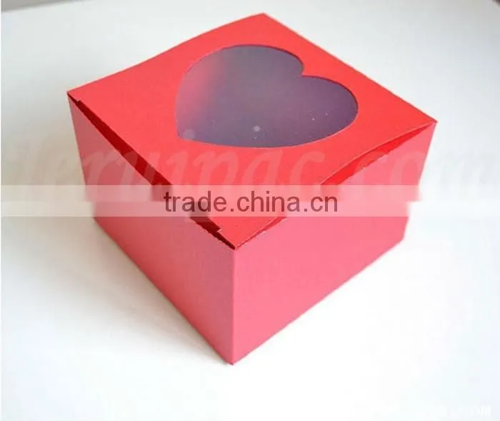 Customized wholesale small cheapest cardboard paper box PVC window with handle
