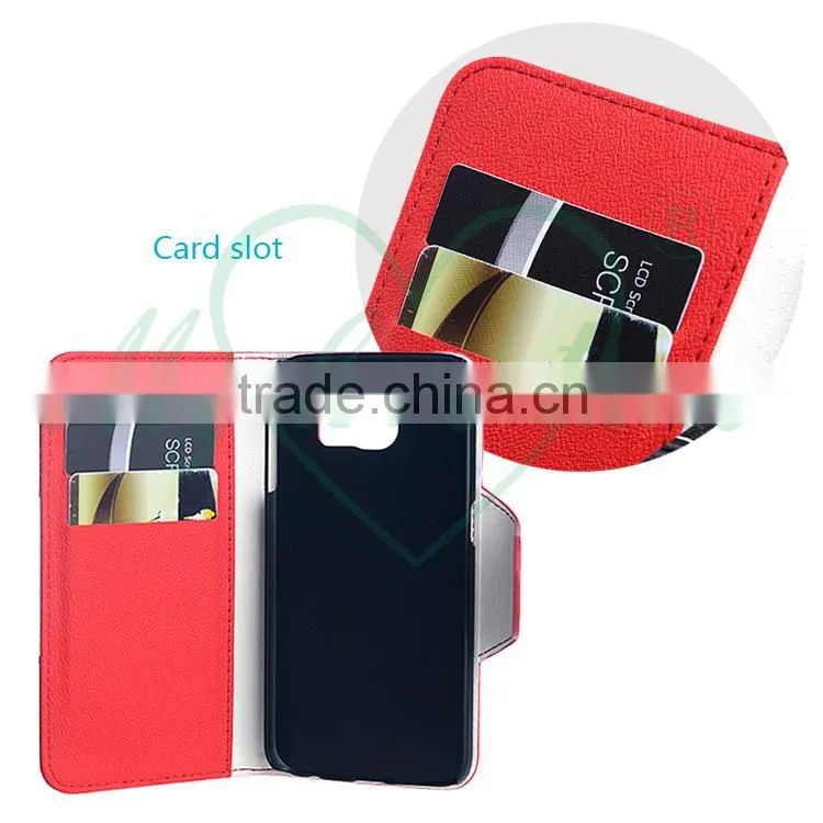 Red and White Patchwork Leather Wallet Case for Samsung Galaxy S7