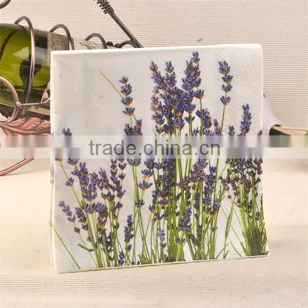20pcs Spring purple Lavender Flowers Printed Paper Napkins Food-grade Tissue for coffee shop table accessories Party Placemats