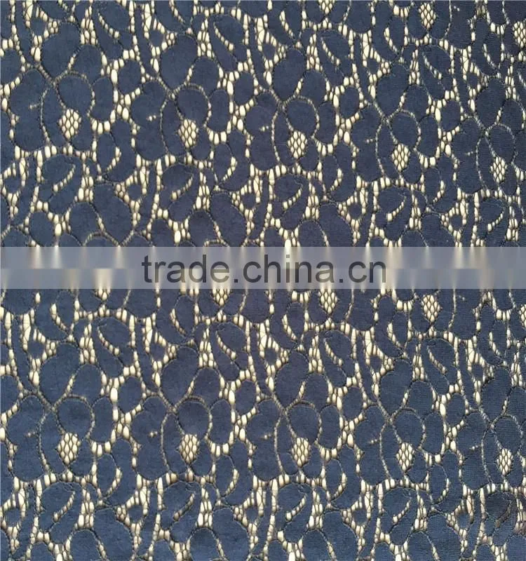 Machine Knitted designed durable ivory beaded lace fabric