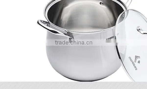 New Professional Heavy-Gauge Stainless Steel Stock Pot, 3 Ply Clad Base, Induction Ready, With Lid