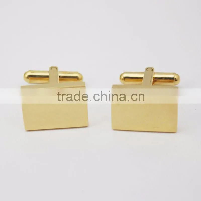 Custom Stainless Steel Rectangle Gold Plated Cufflinks Blanks